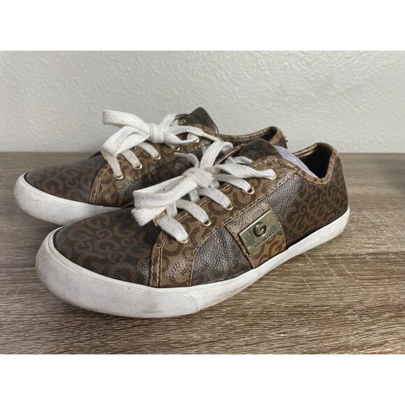 G by GUESS Brown Leopard Print Sneakers‎ Women’s 9.5M Monogram Casual Shoes - Picture 3 of 12